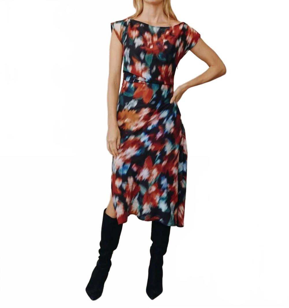 NEW BELLA DAHL blurred floral midi dress in mutli
